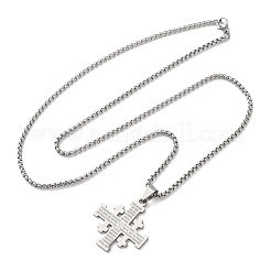 Цепочка-подвеска в виде Иерусалимского креста из нержавеющей стали 304&nbsp;NJEW-NH0003-01P