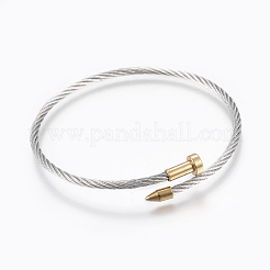 304ステンレススチールジュエリーセット  調整可能なバングルとリング  ゴールデン·ステンレス鋼色  56mm  18mm&nbsp;SJEW-H123-01GP