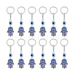 12 шт. брелки из сплава со стразами в виде руки хамсы с символом сглаза KEYC-DC0001-25