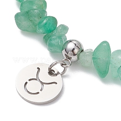 Натуральный зеленый авантюрин чип бисерные браслеты простирания&nbsp;BJEW-JB11133-04