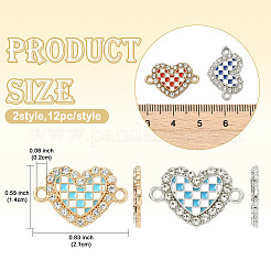 12 pièce de breloques connecteurs en alliage émaillé bicolore et strass cristal&nbsp;FIND-FS0005-39G