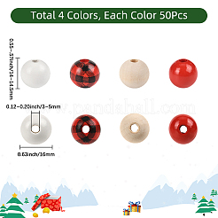 200шт 4 цвета окрашенные бусины из натурального дерева WOOD-SP0001-65