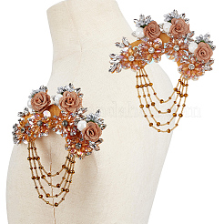 2 шт. лоскуты ткани с цветочным узором и бисером ручной работы&nbsp;PATC-FG0003-09