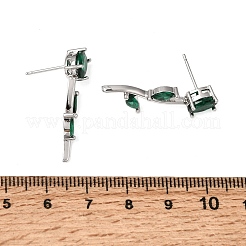 Messing-Mikro pflastern Zirkonia Bolzenohrringe&nbsp;KK-CBA8324-20P-02