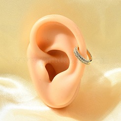 Латунные серьги-каффы с микропаве из прозрачных кубических цирконий EJEW-F382-02G