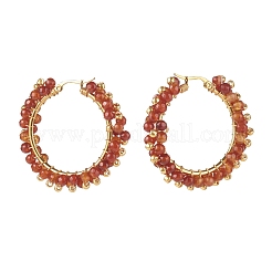 Серьги-кольца из натурального агата EJEW-JE04847