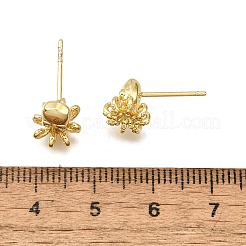 Серьги-гвоздики в форме осьминога из латуни с микропаве из кубического циркония&nbsp;EJEW-H157-02G