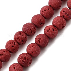 染色された合成溶岩石ビーズの連  ラウンド  クリムゾン  6mm  穴：1.2mm  約63個/連  14.76''（37.5センチメートル）&nbsp;GG-CBAAE19-06A-03