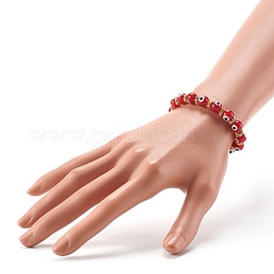 Bracelets extensibles perlés faits à la main au chalumeau mauvais œil&nbsp;BJEW-JB06463