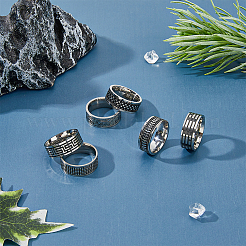 6 шт. набор из 6 колец в стиле ретро из нержавеющей стали RJEW-FI0001-15