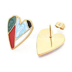 Серьги-гвоздики из нержавеющей стали 304 с эмалью EJEW-T047-24-G