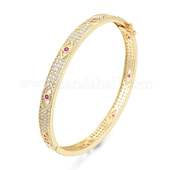 Bracelet jonc à charnière œil de cheval en zircone cubique&nbsp;BJEW-G651-07G-04