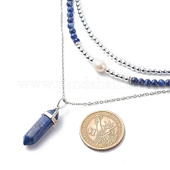 3шт 3 стиля натуральный драгоценный камень и жемчуг и синтетический гематит ожерелья из бисера набор NJEW-JN04028