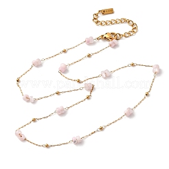 Женские цепочные ожерелья из нержавеющей стали 304 с бусинами-дисками из натуральных ракушек NJEW-K255-46G