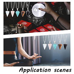 5 шт. 5-цветный стеклянный имитация драгоценных камней конусный кулон ожерелье комплект NJEW-GA0001-05