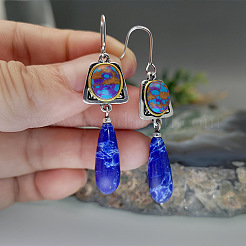 Серьги-подвески из сплава в форме трапеции с каплей FS-WGDD1B5-01