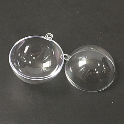クリスマスのペンダントの装飾  透明なプラスチック透明なクリスマスのボールを開くことができる  装飾品  透明  59x50mm  穴：3mm  5個/袋&nbsp;AJEW-WH0020-50mm-17