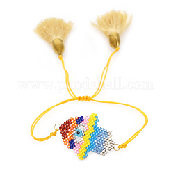 Богемный регулируемый браслет из бисера с изображением руки хамсы и узором «сглаз» для женщин DL7499