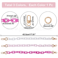 3 шт. 3-х цветные розовые акриловые ручки для сумок с цепочкой и кабелем&nbsp;FIND-WR0007-71