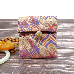 Bolsas de embalaje de joyería de satén de estilo chino, bolsas de regalo, Rectángulo, azul pizarra medio, 10x9 cm