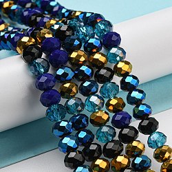 Chapelets de perles en verre, facette, rondelle, bleu moyen, 8x6mm, Trou: 1mm, Environ 65~68 pcs/chapelet, 15.7~16.1 pouce (40~41 cm)