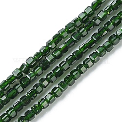 Синтетический зеленый авантюрин бисер нитей, граненые, кубические, 2~2.5x2~2.5x2~2.5 мм, отверстие : 0.6 мм, около 178 шт / нитка, 15.04 дюйм (38.2 см)