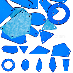 Sunnyclue 1 sac à coudre sur des strass miroir, pièces de strass acryliques irrégulières de forme mixte, liens multi-brins, bleu, 15~38x12~25x1.5mm, Trou: 1.2mm, 50 pcs /sachet 