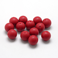Perlas de silicona ecológicas de grado alimenticio, redondo, rojo, 14~15mm, agujero: 2 mm