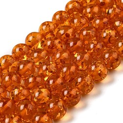 Fili di perline di ambra imitazione resina, tondo, corallo, 10mm, Foro: 0.9 mm, circa 41pcs/filo, 16.34'' (41.5 cm)