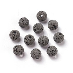 Perle di roccia lavica naturale non cerate, per perle di olio essenziale di profumo, perle di aromaterapia, tinto, tondo, grigio, 8.5mm, Foro: 1.5~2 mm