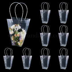 Superfundings zum Valentinstag, 6 Stück, trapezförmige Geschenktüten aus PP-Kunststoff, Blumenstraußbeutel, mit Griff, Transparent, 56 cm