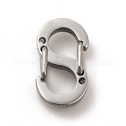 304 Stainless Steel Push Gate Snap Key Clasps, Double Snap S Clasps, Stainless Steel Color, 11.5x6.5x1.5mm