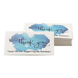 Thank You for Supporting My Business Card, for Decorations, Rectangle, Sky Blue, 90x50x0.4mm, 50pcs/bag