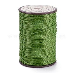 Ficelle ronde en fil de polyester ciré, cordon micro macramé, cordon torsadé, pour la couture de cuir, vert olive, 0.8mm, environ 54.68 yards (50 m)/rouleau