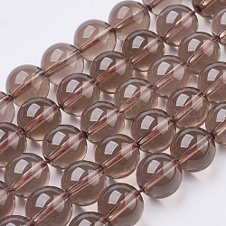 Chapelets de perles de quartz fumées naturelles, ronde, 8mm, trou: 1mm; environ 24 pcs/chapelet, 8 pouce
