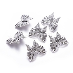 Tibetischer stil legierung perlen, Schmetterling, Großloch perlen, cadmiumfrei und bleifrei, Antik Silber Farbe, 49x43x2 mm, Bohrung: 6 mm