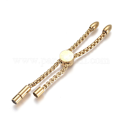 Stainless Steel Slider Bracelet/Bolo Bracelet Making, with Cable Chains, Screws Clasps and Cord End, Golden, 5-3/8 inch(13.5cm), 2mm