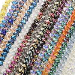 Chapelets de perles en verre transparent électrolytique, cœur, couleur mixte, 13x15mm, Trou: 1.2mm, Environ 50 pcs/chapelet, 25.59'' (65 cm)