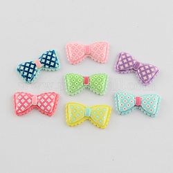 Scrapbook Embellishments Flatback Cute Bowknot Bows with Flower Pattern Plastic Resin Cabochons, Mixed Color, 16.5x31x4mm
