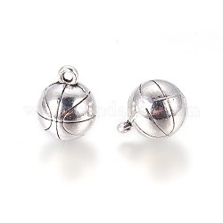 Tibetan Style Zinc Alloy Charms, Basketball, Antique Silver, 14x11mm, Hole: 1.5mm