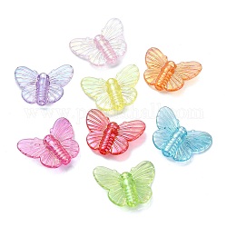 Прозрачные акриловые бусины, бабочка, разноцветные, 19x25x6 мм, отверстие : 2 мм
