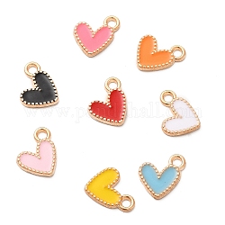 Alloy Enamel Charms, Heart Charms, Golden, Mixed Color, 10x9x1.2mm, Hole: 1.5mm
