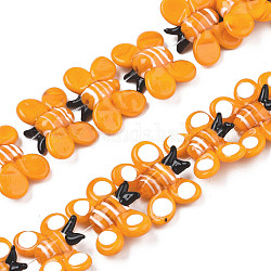 Handgemachte Murano Glas Perlen Stränge, Schmetterling, orange, 17~20x23.5~26.5x7.5~8.5 mm, Bohrung: 1 mm, ca. 35 Stk. / Strang.