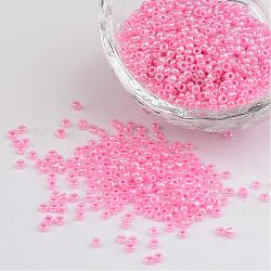 12/0 ceylan perles de rocaille en verre ronde, rose, taille: environ 2mm de diamètre, Trou: 1 mm, environ 3303 pcs/50 g