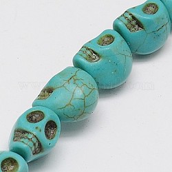 Filo di perline turchesi sintetici, tinto, teschio, medio turchese, 30x23x29mm, Foro: 1 mm, circa 40pcs/1000g