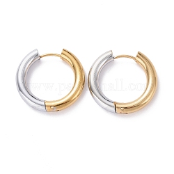 Двухцветные серьги-кольца из нержавеющей стали 304 для женщин, золотые и нержавеющая сталь цвет, 6 датчик, 23x24.5x4 мм, штифты : 1 мм