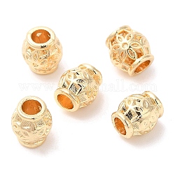 Rack Plating Brass Beads, Long-Lasting Plated, Cadmium Free & Lead Free, Barrel, Real 14K Gold Plated, 6x6mm, Hole: 2.2mm