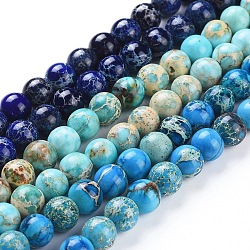 Natural Imperial Jasper Beads Strands, Dyed, Round, Mixed Color, 8mm, Hole: 2mm, about 50pcs/strand, 15.16 inch(38.5cm)