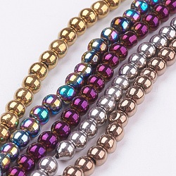 Carnival Celebrations, Mardi Gras Beads, Electroplate Glass Bead Strands, Round, Mixed Color, 4mm, Hole: 1mm, about 70pcs/strand, 11 inch