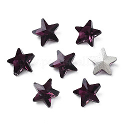 Cabujones de cristal de rhinestone, accesorios de la decoración del arte del clavo, facetados, estrella, púrpura, 7.5x8x3.5mm